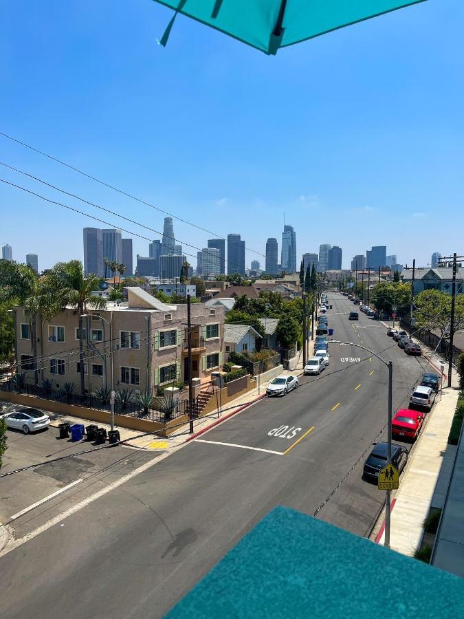 Downtown Los Angeles Skyline Balcony View Modern Penthouse Exterior photo